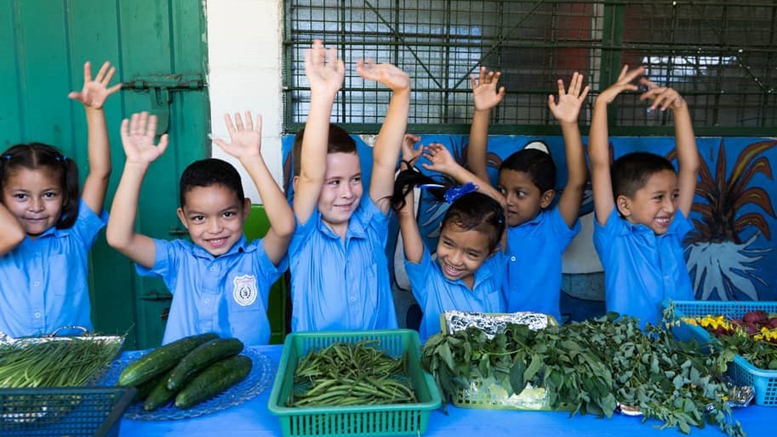 Kinder in einem Schulgarten in El Salvador.