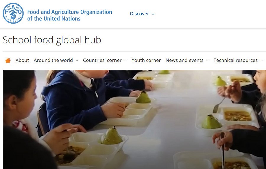 Screenshot Startseite School food global hub